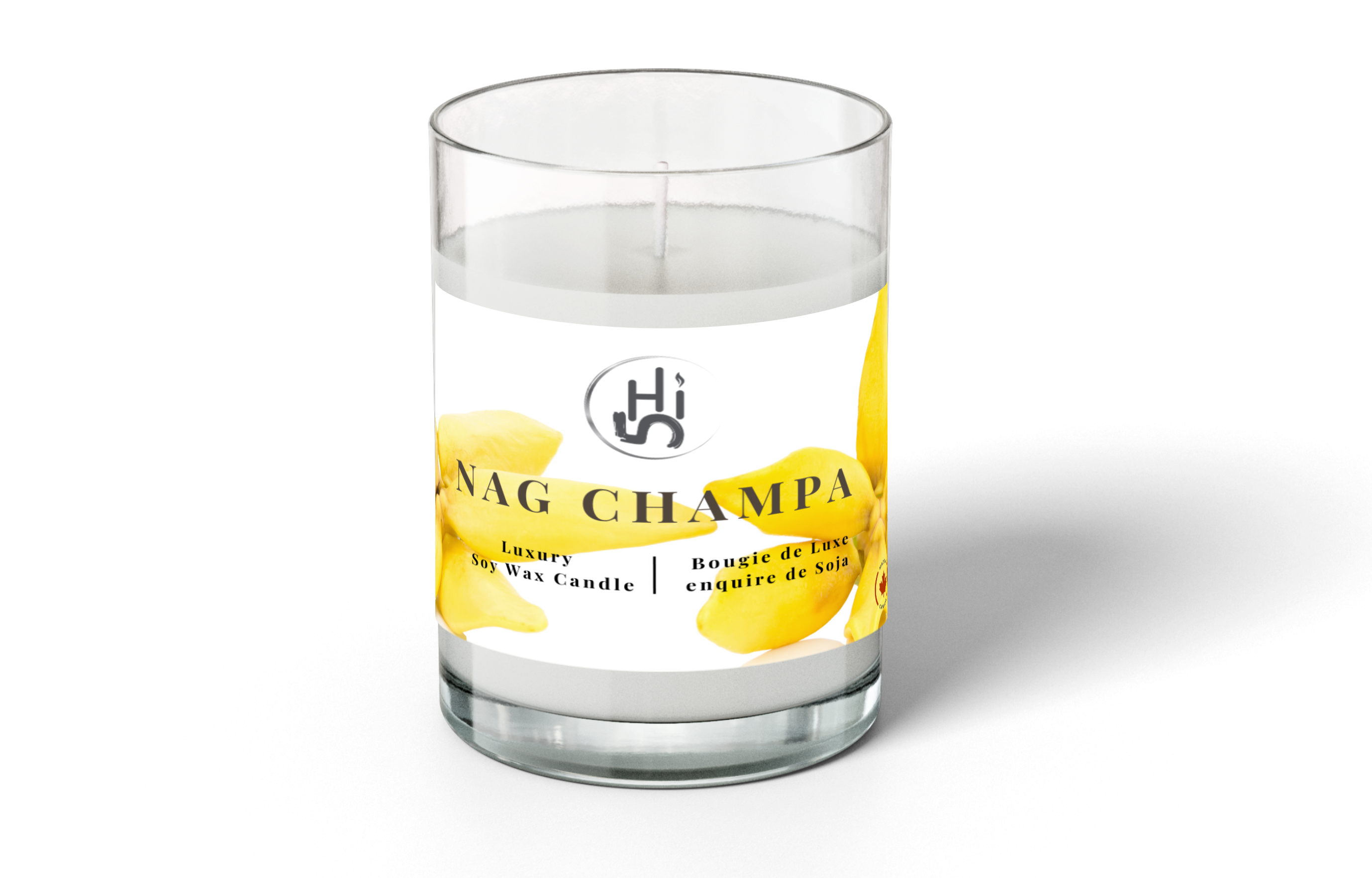 Hi5 Plumeria Pudica Scented Candle (Nag Champa), Luxurious Soy Wax, Single Wick, 10-16 Hours Burn Time, 8 oz (160g)